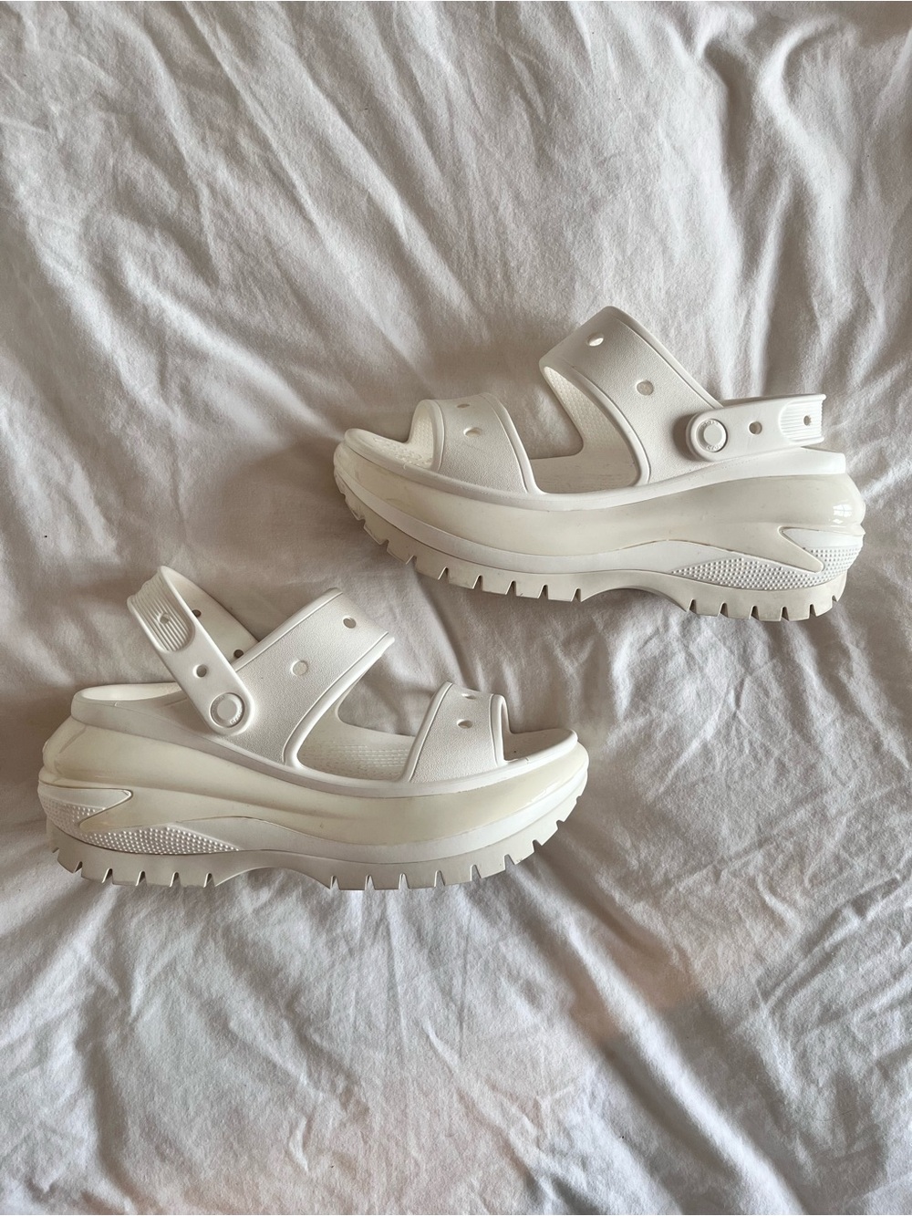 CROCS White Futuristic Platform Slide Sandals